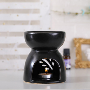 Brûleur d'encens et diffuseur d'huiles essentielles en céramique noire mate, grande capacité, <span class=keywords><strong>pour</strong></span> cire fondante et bougies au vinaigre, vente en gros - Product Image 3