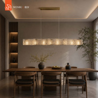 Lustre linéaire de luxe en acier inoxydable de haute qualité, verre artisanal pour salle à manger