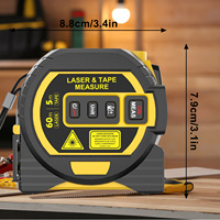 Télémètre laser 60 m, ruban à mesurer 5 m, niveau laser 3 en 1, outil multifonctionnel de mesure de distance avec écran LCD