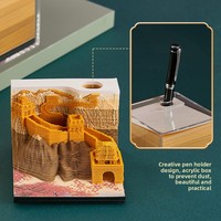 Bloc-notes personnalisable en papier imprimé numérique style chinois, souvenir culturel 3D Grande Muraille