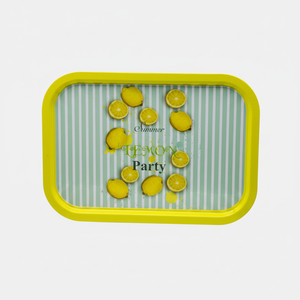 Kontensan EF164S1 285x400 mm <b>Large</b> <b>Rectangular</b> Summer Lemon Metal Tray Stainless Steel Serving Tray for Food <b>Mirror</b> - Product Image 2