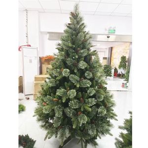 Grand sapin de Noël artificiel de 7,5 pieds en aiguilles de pin, mélange de PVC et de coton cachemire, de qualité supérieure, avec pommes de pin - Product Image 1