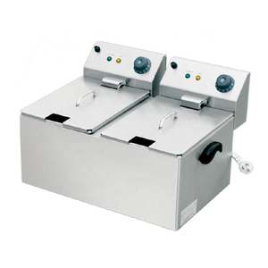 Friteuse électrique professionnelle en acier inoxydable à deux cuves et deux paniers, machine à friture pour frites, capacité 4L*2, 2KW*2 - Product Image 1