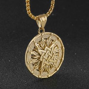 Collar de Acero Inoxidable, Estilo Retro Eslavo, Diseño Hueco Vintage Nórdico Escandinavo, Símbolo Vikingo, Totem, Amuleto, Collar con Colgante Valknut - Product Image 2