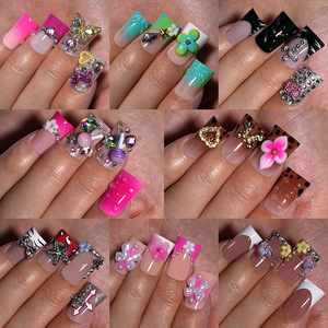 TSZS - Paquete <span class=keywords><strong>de</strong></span> 10 <span class=keywords><strong>Uñas</strong></span> Postizas Francesas con Forma <span class=keywords><strong>de</strong></span> Pico <span class=keywords><strong>de</strong></span> Pato, Decoradas con Piedras <span class=keywords><strong>de</strong></span> Imitación <span class=keywords><strong>de</strong></span> Lujo en 3D, <span class=keywords><strong>Uñas</strong></span> Acrílicas a Presión - Product Image 2