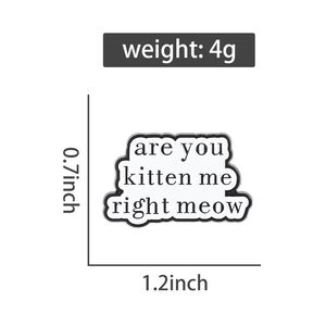 Sind Sie Kitten Me Right Meow Emaille Pins Nette Katze Zitate Broschen Rucksack Revers Abzeichen Lustige Schmuck Geschenk für Freunde Großhandel - Product Image 6