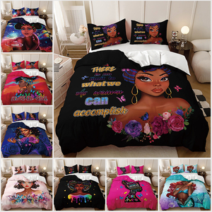 Modern Fashion 3D Purple <strong>Bedding</strong> Set <strong>Personalised</strong> Black Girl Four Seasons Duvet Cover - Product Image 2