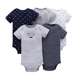 Conjunto de 5 Bodys de Algodón de Manga Corta para Bebé, Ropa de Verano Económica para Recién Nacidos, Ropa para Niños Pequeños, Ropa para Bebés Niños - Product Image 3