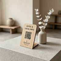 Support de présentation de code QR NFC en bois massif écologique personnalisé pour avis Google, pour bureau, table, restaurant, café, entreprise