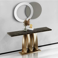 Meubles de villa de haute qualité table en marbre noir table console intérieure en acier inoxydable