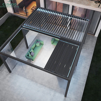 Pergola moderne en aluminium avec auvent rétractable et lames réglables