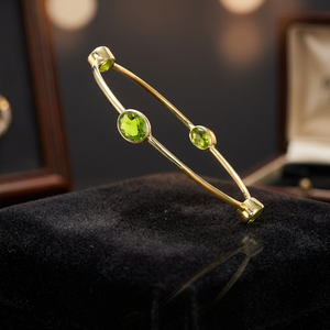 สร้อยข้อมือกําไลข้อมืออัญมณีแฮนด์เมดพร้อมอัญมณีไฮโดร Peridot กลม สร้อยข้อมือลําลองและสปอร์ตเคลือบทองสําหรับผู้หญิง - Product Image 3