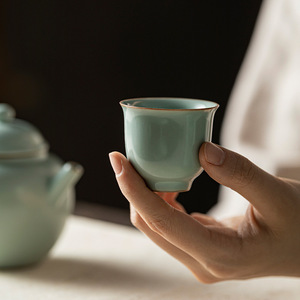 Ru Ware Small <b>Teacup</b> With Crackle Pattern Ceramic Tea Bowl For Kung Fu Tea Set Personal Cup New Chinese Style - Product Image 2