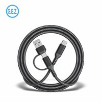 Kabel 2-in-1 Tipe-C Tipe-C Berbahan Nilon Kepang dan Paduan Aluminium 5A Pengisian Cepat Transfer Data untuk Ponsel IOS/Android dan Drive Eksternal