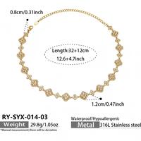 Collier avec pendentif en forme de trèfle à quatre feuilles en acier inoxydable 316L plaqué or 18K, bijoux tendance pour femmes