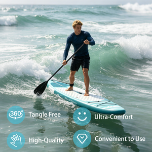 Laisse professionnelle enroulée pour paddleboard avec <span class=keywords><strong>sangle</strong></span> de <span class=keywords><strong>cheville</strong></span> rembourrée, corde de sécurité réglable pour SUP et planche de surf gonflables, OEM - Product Image 3