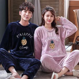 Nuevo Diseño de Pijamas de Franela de Manga Larga para Parejas, Ropa de Dormir Gruesa para Hombre y Mujer - Product Image 2