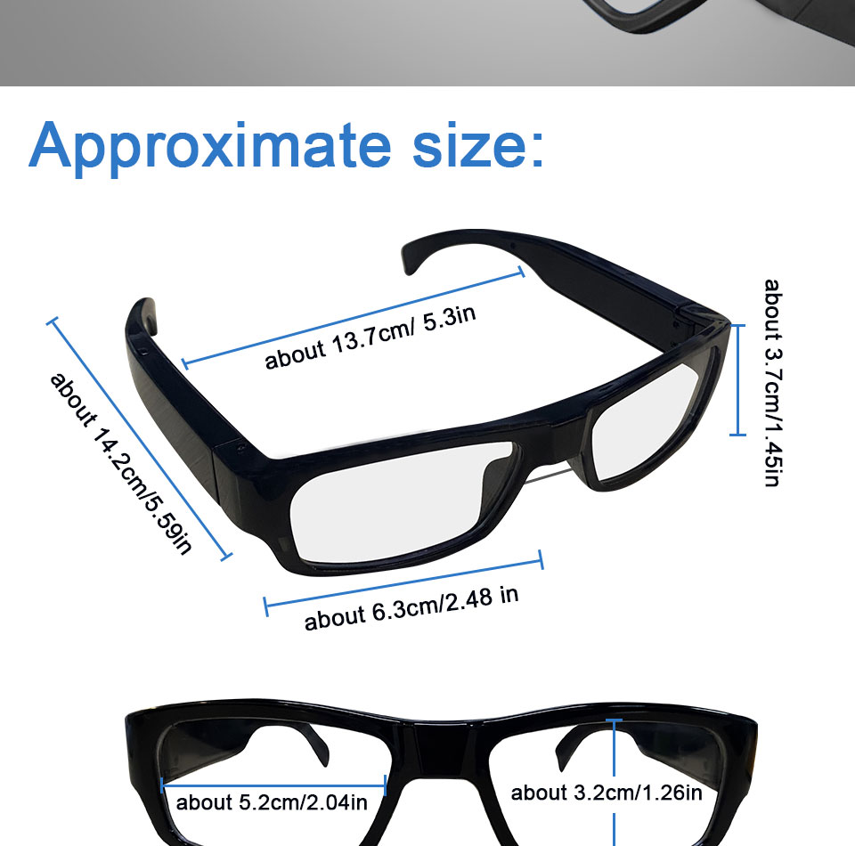 eye glasses camera size