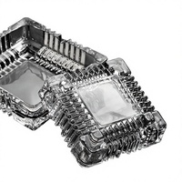 Cendrier carré en verre cristallin épaissi, transparent, élégant, pour bureau, maison, bar, hôtel