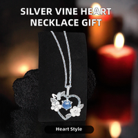 Collier pendentif en argent sterling 925 ChuYao avec zircon bleu, motif de vigne torsadée, cœur, papillon et fleur, pour femme, cadeau