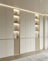 Étagère intégrée de style grille moderne, bibliothèque de salon blanche personnalisée