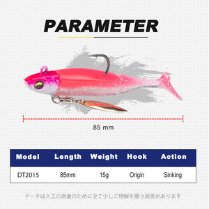 PROMO EXCEPTIONNELLE Leurre Souple 85mm 15g avec Cuillère Métallique pour Pêche au Bar, Appâts Artificiels, Leurres Nageurs pour Perche, Bar et Black Minnow - Product Image 2