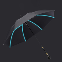 Parapluie Droit de Luxe de Haute Qualité avec Manche Animalier, Cadre en Fibre de Verre Coupe-Vent, Tissu Pongee de Voyage