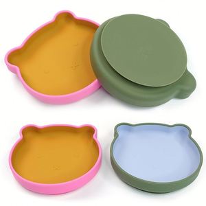 Children Dining Tableware Set Food Grade Silicone Dinner Plate BPA Free <b>Toddler</b> Kids Mealtime Dinnerware Wholesale - Product Image 4