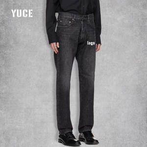 Pantalones Vaqueros Negros Deslavados de 12-14 oz para <span class=keywords><strong>Hombre</strong></span>, Estilo Urbano, Logotipo Personalizado Bordado, Pantalones Casuales Rectos, Vaqueros Ajustados para <span class=keywords><strong>Hombre</strong></span> - Product Image 1