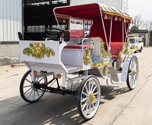 Carroza de boda eléctrica personalizada de fábrica, tipo autobús turístico, con toldo de borlas de colores y esculturas para actividades. - Product Image 3