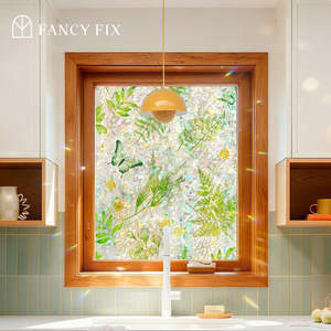 Film adhésif statique pour fenêtre à motif de feuilles vertes, arc-en-ciel, appartement, salon, cuisine, salle de bain, écologique, durable, <span class=keywords><strong>PVC</strong></span>, protection UV - Product Image 4