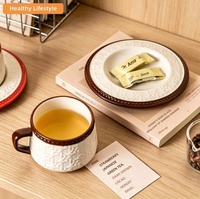 Service à café et à thé en porcelaine vintage de style français, luxe léger, soucoupes de 300 ml, écologique, durable, qualité alimentaire, coffret cadeau