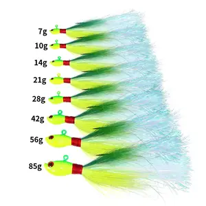 Jigs Bucktail de 1/8 oz à 6 oz, têtes métalliques en plomb, pour eau salée/eau douce, plusieurs tailles, pour la pêche au bar, au rayé et au bleu. - Product Image 1