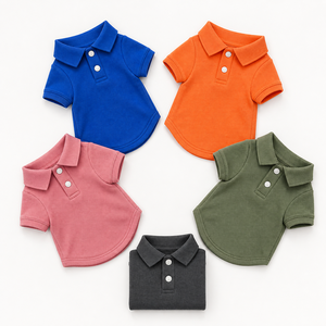 Solid Color Cotton Polo Shirt for <b>Dogs</b> Classic Style All Seasons Pet <b>Clothes</b> Comfortable Machine Washable - Product Image 1
