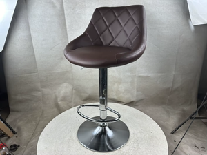 Modern Black PU <b>Leather</b> <b>Bar</b> <b>Stool</b> with Diamond Stitching, Adjustable Swivel Chrome Base and Footrest for Pub - Product Image 4