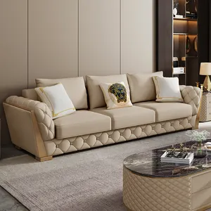 Nieuwe Luxe Ontwerp Moderne Chesterfield Sofa Woonkamer Sofa Set Meubels Woonkamer Lederen Bank 3 Zits