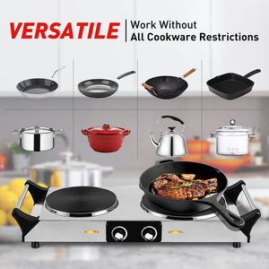 <span class=keywords><strong>Plaque</strong></span> chauffante électrique portable 2500W en fonte, 2 brûleurs, température réglable, nettoyage facile, pour usage domestique – Prix usine - Product Image 5