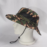 Logo personnalisé Camping Casquette de pêche Safari Sun Boonie Hat Custom Camo Bucket Hat avec ficelle