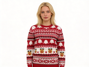 Custom <strong>Women</strong> <strong>Christmas</strong> Jacquard Sweater Reindeer Snowflake Knit Pullover Casual Spring Winter Holiday <strong>Jumper</strong> - Product Image 2