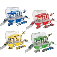 Ensemble de jeu portable pour véhicule avec étui de transport : Police/Ingénierie/Pompier/Armée, Jouet de station-service pour jeu d'imitation avec boîte de rangement pour voitures
