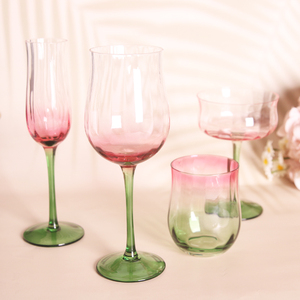 Collezione di Calici da Vino in Cristallo Fatti <span class=keywords><strong>a</strong></span> Mano Stile Europeo con Tulipani Rosa e Verdi Design Creativo della Fabbrica di Vetreria di Shanxi Nuovi Arrivi - Product Image 3