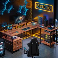 Bureau d'angle ergonomique en L SENYU moderne et minimaliste avec tiroir pour le jeu et le travail à domicile - Écologique et peu encombrant