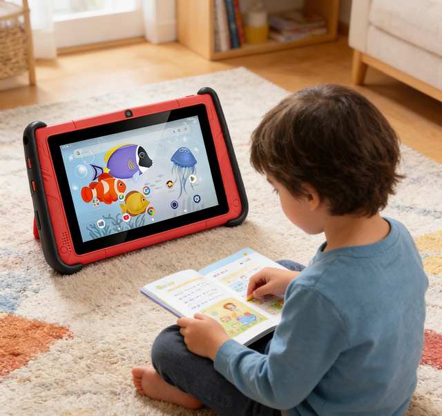 Educational 7 Inch Iwawa Apps ParentalControls WiFi6 Shock-Resistant Kids Tablet