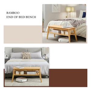 Modern 2-Tier Indoor <strong>Storage</strong> Bamboo <strong>Bench</strong> for Entry <strong>Dining</strong> Living Room Bedroom or Hallway - Product Image 4