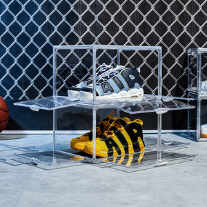 Bán Buôn Sẵn Sàng Để Vận Chuyển Khổng Lồ Từ Đơn Giản Lắp Ráp Tùy Chỉnh Hộp Giày Trong Suốt Đen Nhựa Hiển Thị Giày Organizer Nhựa - Product Image 2