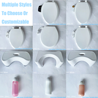 Siège de toilette de bidet de lavage femelle autonettoyant en matériau PP à double buse personnalisé en forme de V avec couvercle chauffant