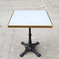 Table pliante de bistrot français, style vintage, en fonte, avec plateau en pierre frittée, confortable, résistante aux intempéries, pour café, restaurant, salle à manger en plein air