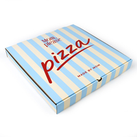 Boîte d'expédition en carton ondulé bleu rayé personnalisée avec impression rétro de pizza pour l'emballage de marques alimentaires