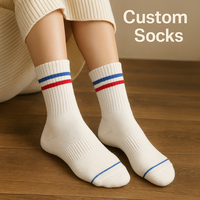 Chaussettes de sport Mushafeier 100% coton, imprimé animal, maille respirante, séchage rapide, écologiques, tricotées, rayures bleues et rouges, automne, homme