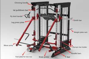 商用使用マルチケーブルプーリーシステムスクワットパワーケージスミスマシンパワーラックオールインワン多機能トレーナー - Product Image 6